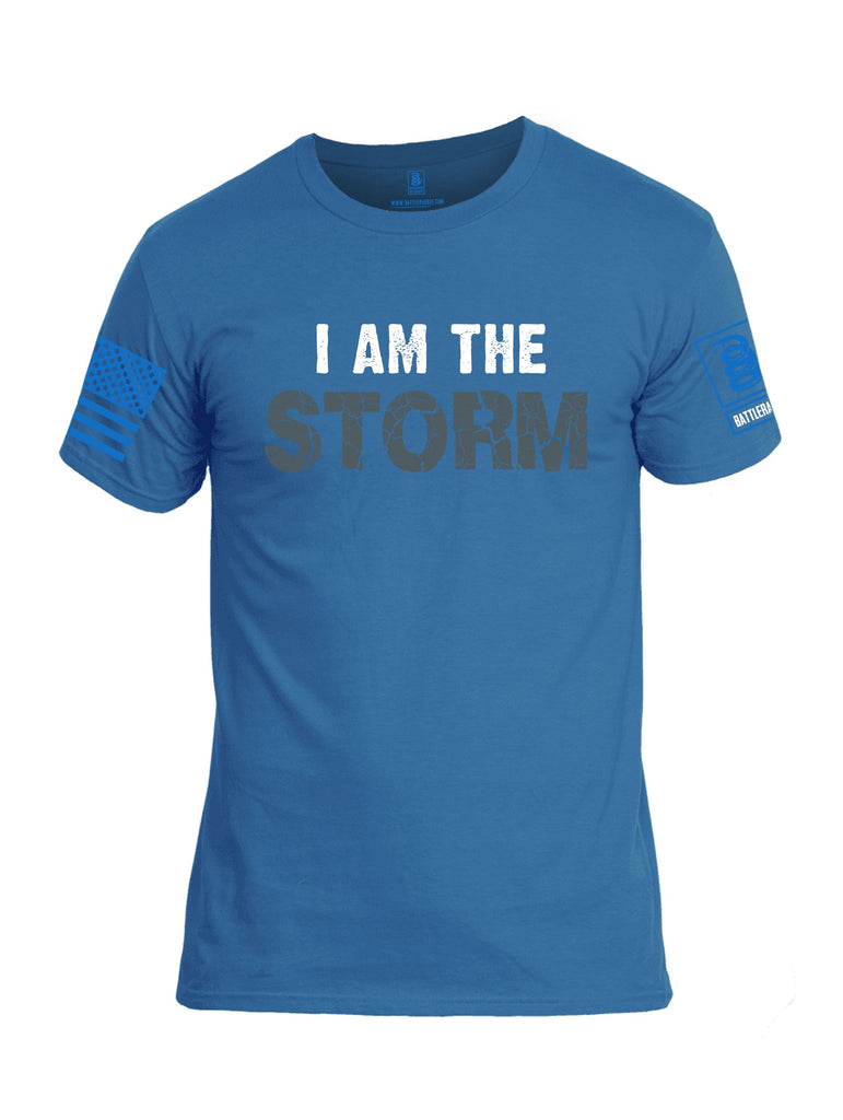 Battleraddle I Am The Storm Mid Blue Sleeves Men Cotton Crew Neck T-Shirt