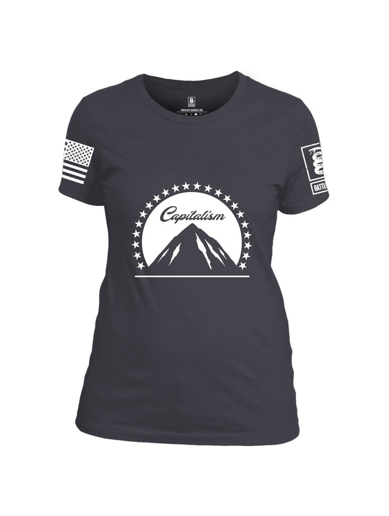 Battleraddle Capitalism White Sleeves Women Cotton Crew Neck T-Shirt