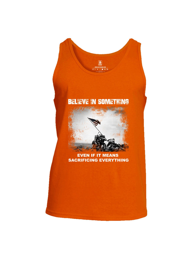 Battleraddle Believe In Something  White Sleeves Men Cotton Cotton Tank Top