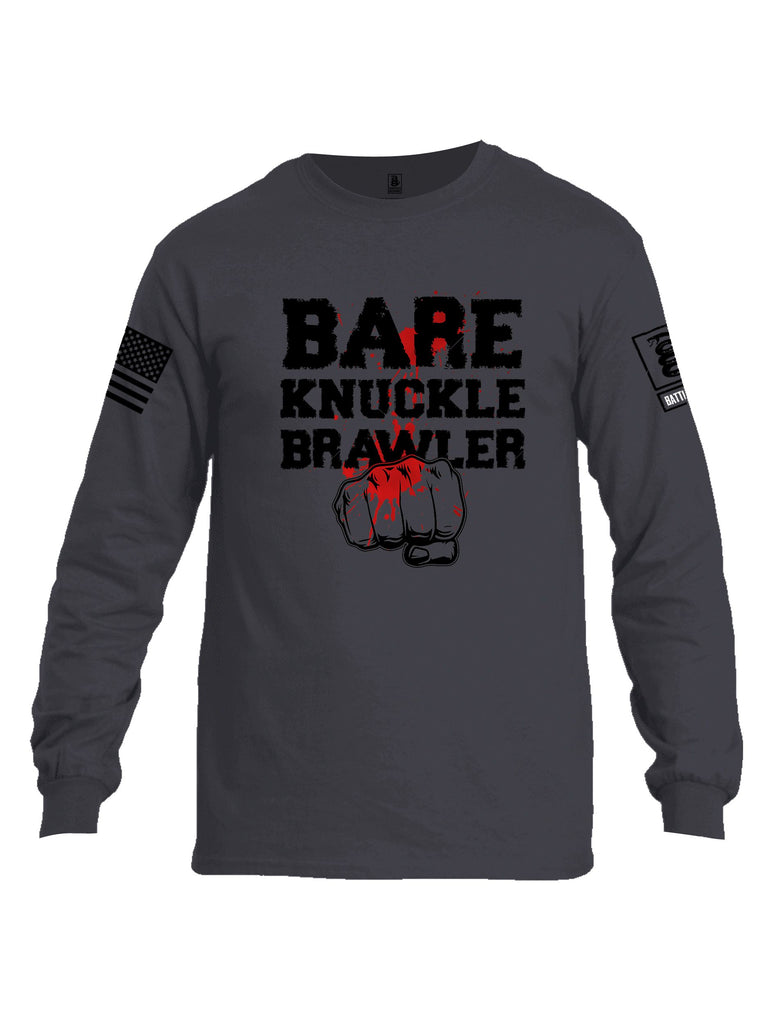 Battleraddle Bare Knuckle Brawler  Black Sleeves Men Cotton Crew Neck Long Sleeve T Shirt