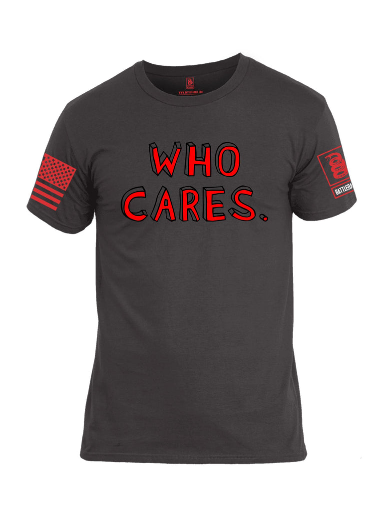 Battleraddle Who Cares Red Sleeves Men Cotton Crew Neck T-Shirt