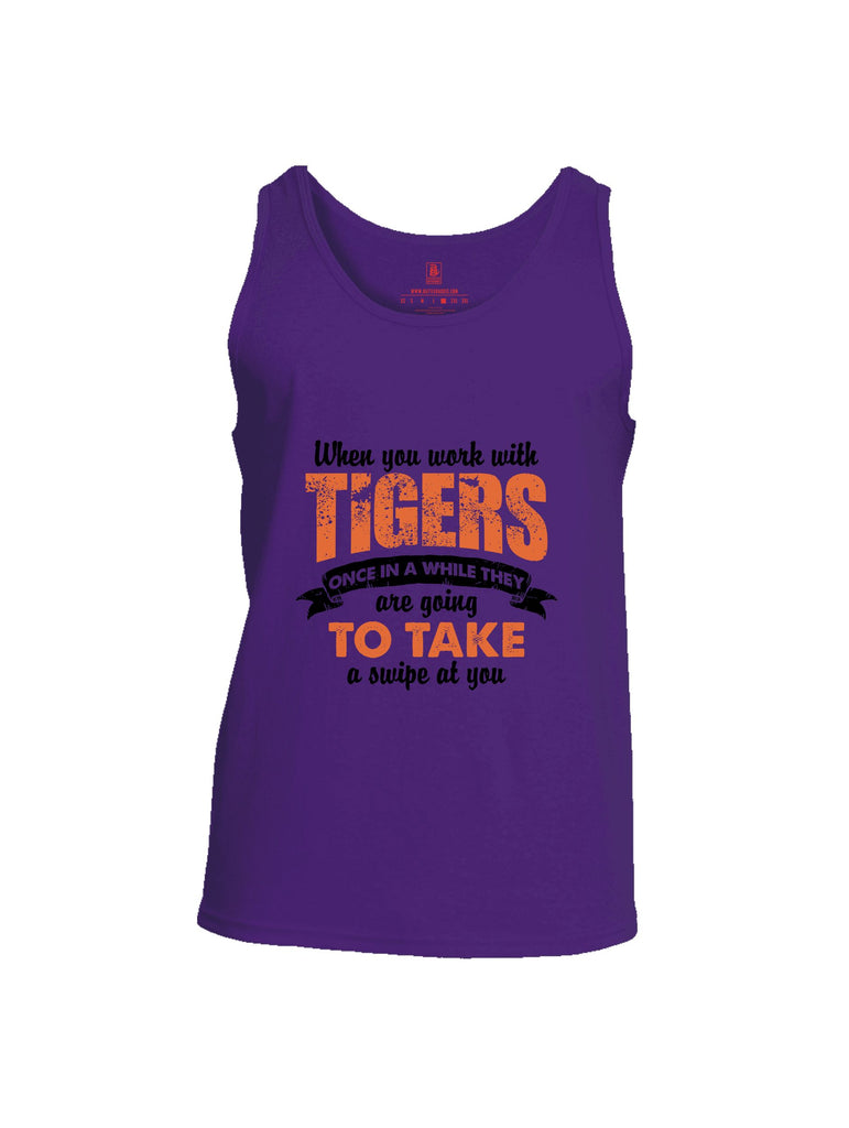 Battleraddle When You Work With Tigers Red Sleeves Men Cotton Cotton Tank Top