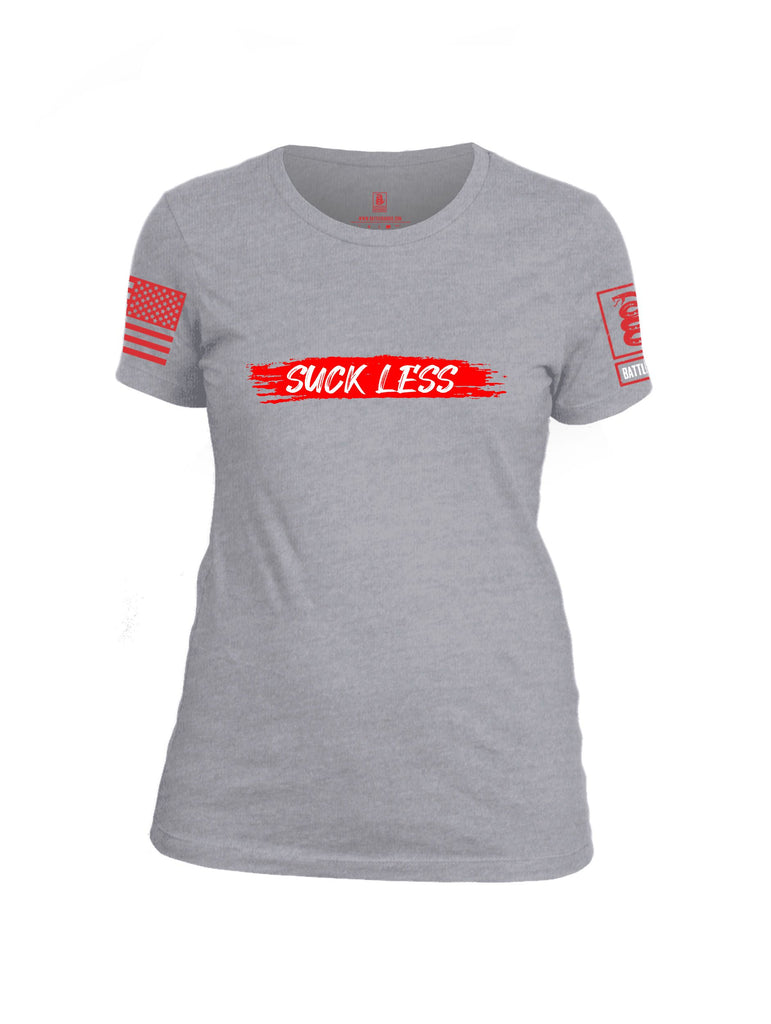 Battleraddle Suck Less Red Sleeves Women Cotton Crew Neck T-Shirt