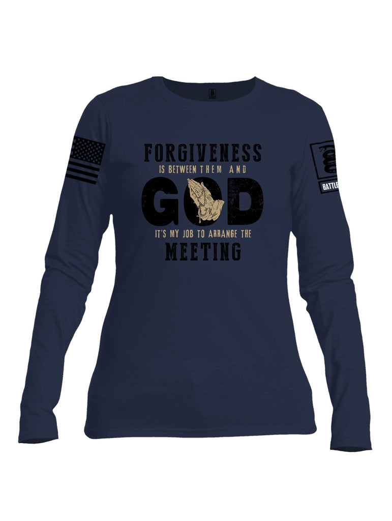 Battleraddle Forgiveness Is Between Them  Black Sleeves Women Cotton Crew Neck Long Sleeve T Shirt