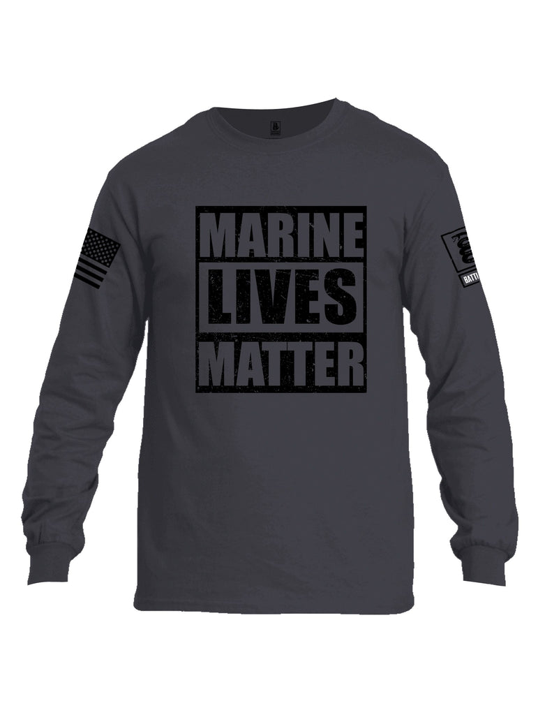 Battleraddle Marine Lives Matter Black Sleeves Men Cotton Crew Neck Long Sleeve T Shirt