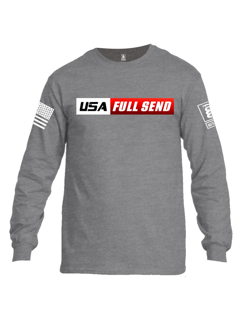 Battleraddle Usa Full Send White Sleeves Men Cotton Crew Neck Long Sleeve T Shirt