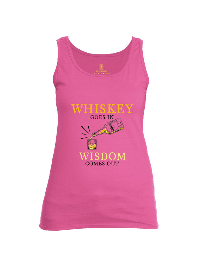 Battleraddle Whiskey Goes In Wisdom Comes Out Yellow Sleeves Women Cotton Cotton Tank Top