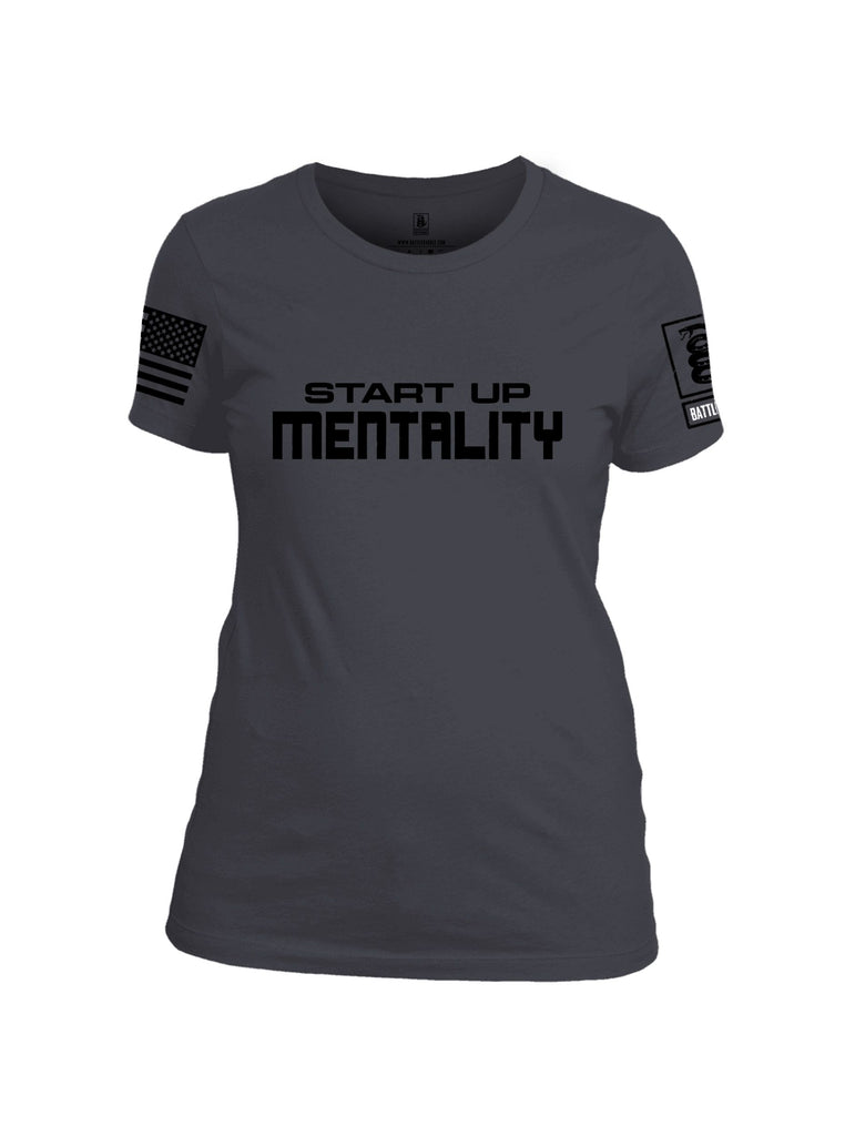 Battleraddle Start Up Mentality  Black Sleeves Women Cotton Crew Neck T-Shirt