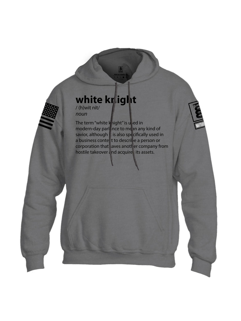 Battleraddle White Knight  Black Sleeves Uni Cotton Blended Hoodie With Pockets