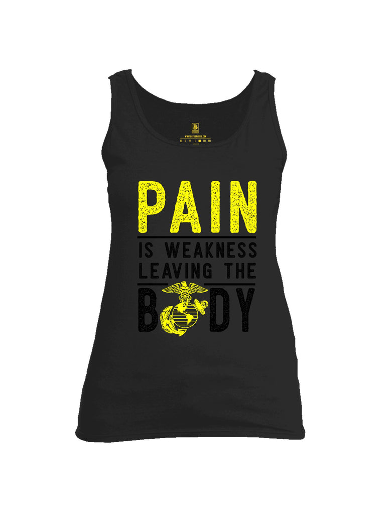 Battleraddle Pain Is Weakness  Yellow Sleeves Women Cotton Cotton Tank Top