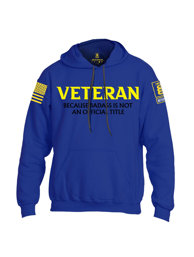 Battleraddle Veteran Because Bad Ass Is Not An Official Title Yellow Sleeves Uni Cotton Blended Hoodie With Pockets