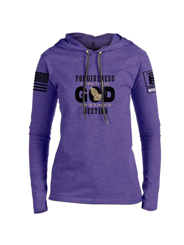 Battleraddle Forgiveness Is Between Them  Black Sleeves Women Cotton Thin Cotton Lightweight Hoodie