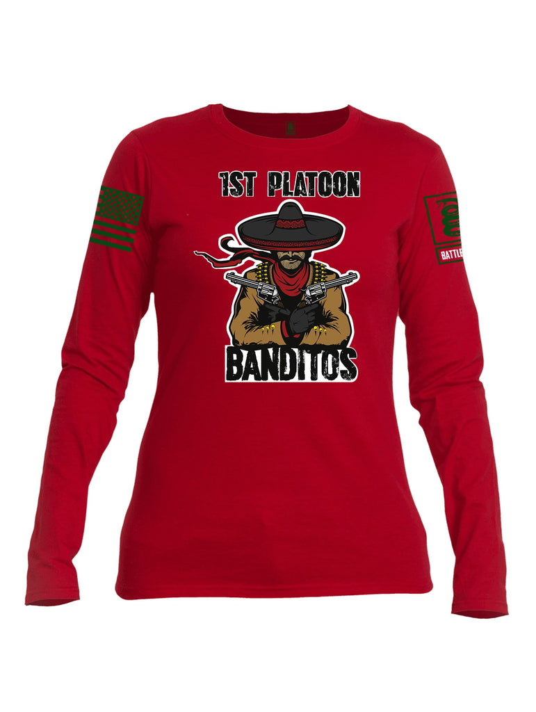 Battleraddle 1St Platoon Banditos Dark Green Sleeves Women Cotton Crew Neck Long Sleeve T Shirt