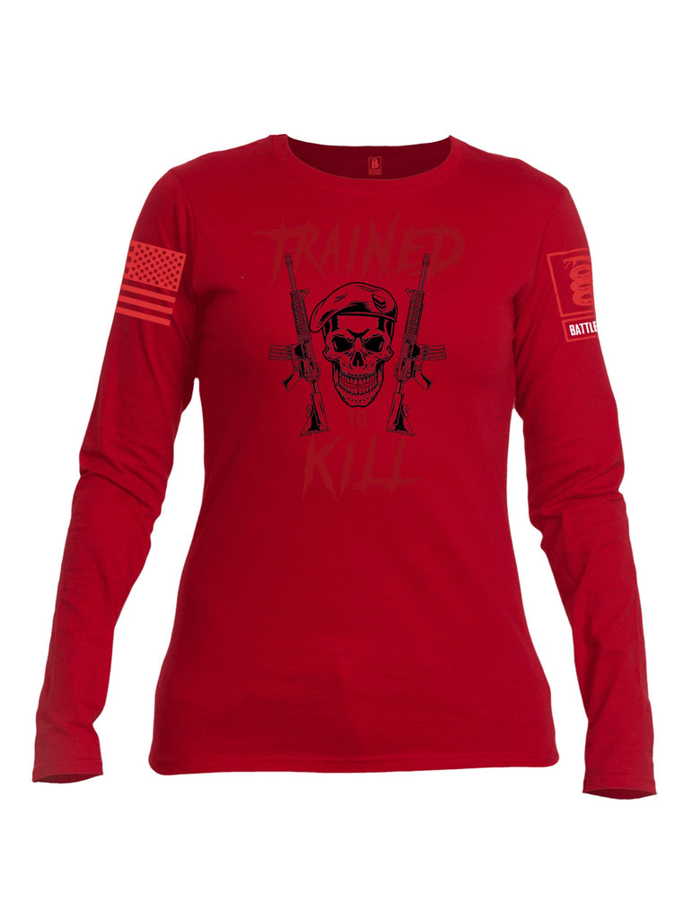 Battleraddle Trained To Kill  Red Sleeves Women Cotton Crew Neck Long Sleeve T Shirt