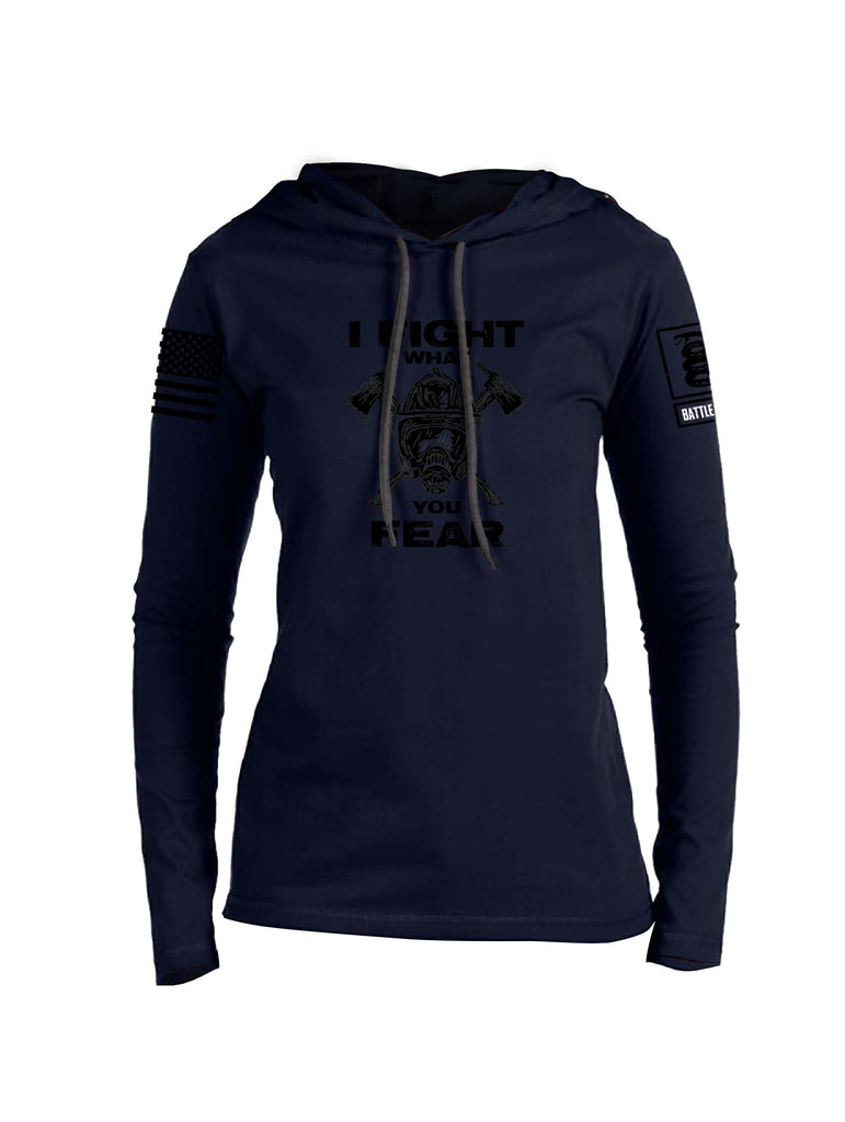 Battleraddle I Fight What You Fear  Black Sleeves Women Cotton Thin Cotton Lightweight Hoodie