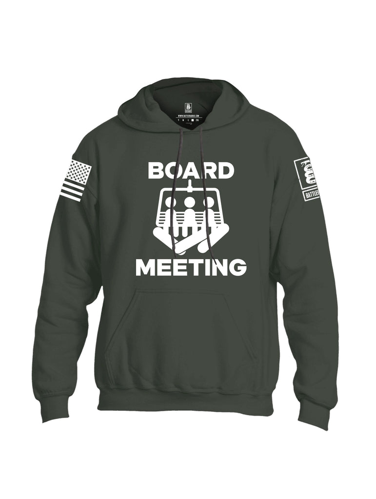 Battleraddle Board Meeting White Sleeves Uni Cotton Blended Hoodie With Pockets