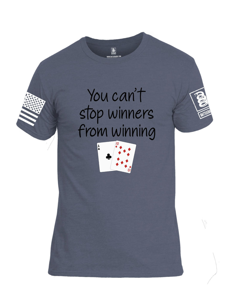Battleraddle You Can'T Stop Winners From Winning White Sleeves Men Cotton Crew Neck T-Shirt