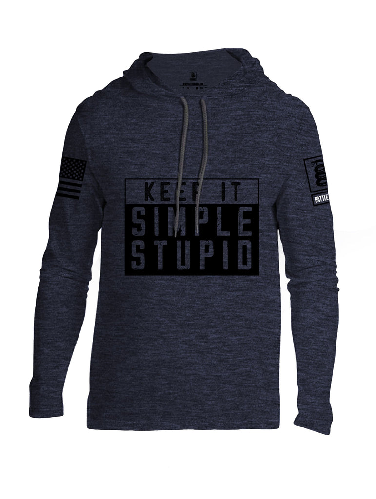 Battleraddle Keep It Simple Stupid   Black Sleeves Men Cotton Thin Cotton Lightweight Hoodie