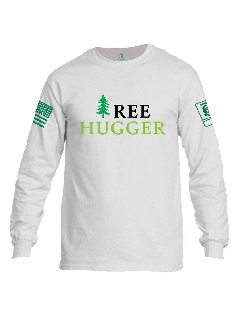 Battleraddle Tree Hugger Pearl Green Sleeves Men Cotton Crew Neck Long Sleeve T Shirt