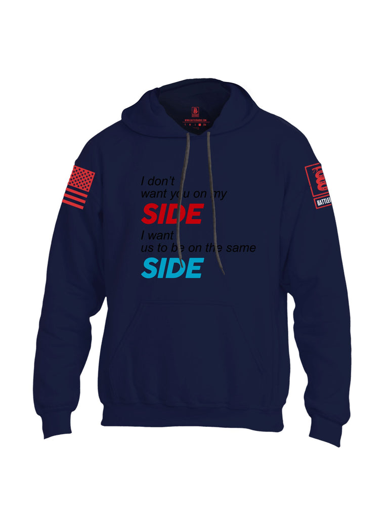 Battleraddle I Don'T Want You On My Side Red Sleeves Uni Cotton Blended Hoodie With Pockets