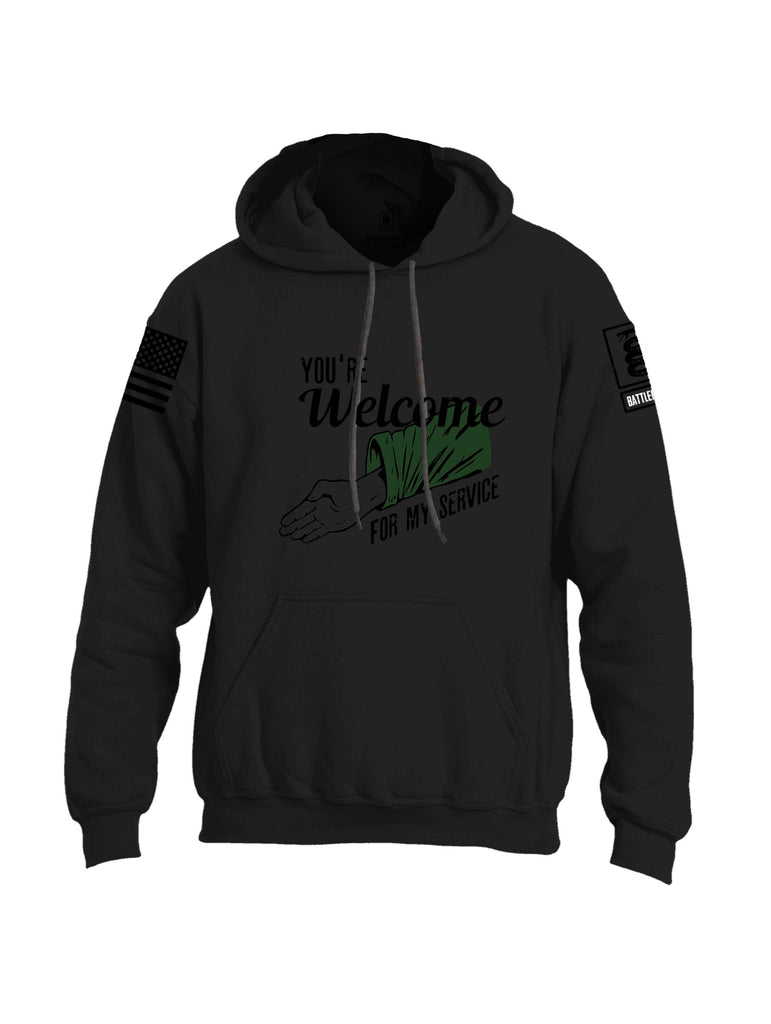 Battleraddle Youre Welcome  Black Sleeves Uni Cotton Blended Hoodie With Pockets