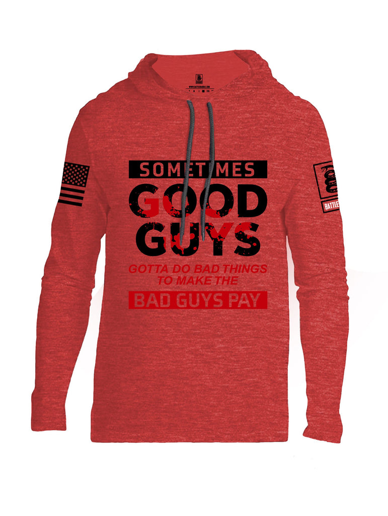 Battleraddle Sometimes Good Guys Black Sleeves Men Cotton Thin Cotton Lightweight Hoodie