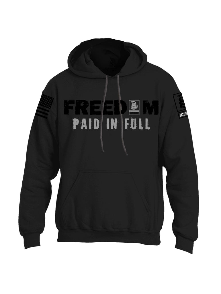 Battleraddle Freedom Paid Full Black Sleeves Uni Cotton Blended Hoodie With Pockets