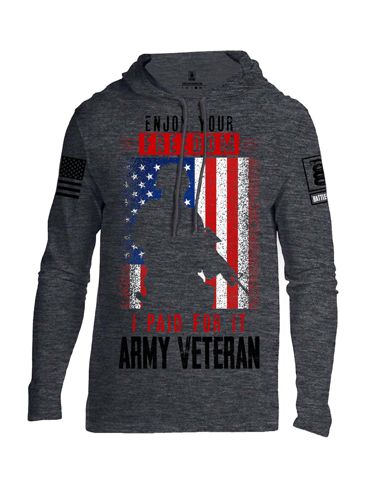 Battleraddle Enjoy Your Freedom  Black Sleeves Men Cotton Thin Cotton Lightweight Hoodie