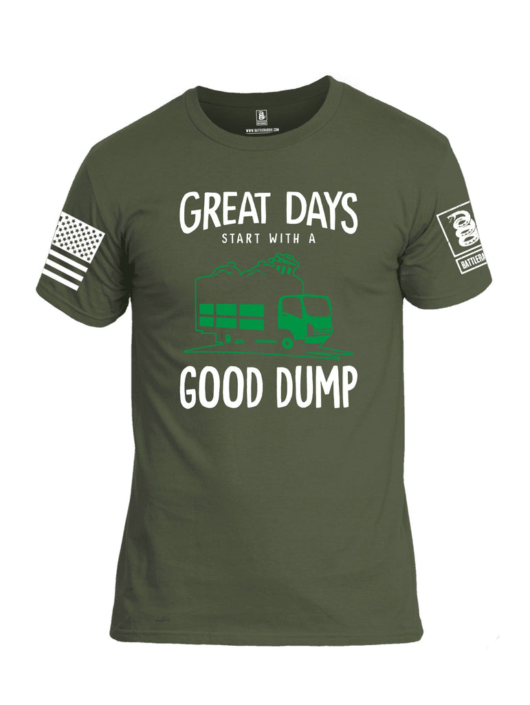Battleraddle Great Days Start With A Good Dump White Sleeves Men Cotton Crew Neck T-Shirt