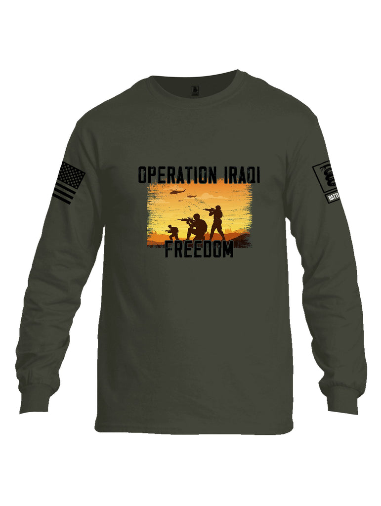 Battleraddle Operation Iraqi Freedom Soldiers Black Sleeves Men Cotton Crew Neck Long Sleeve T Shirt