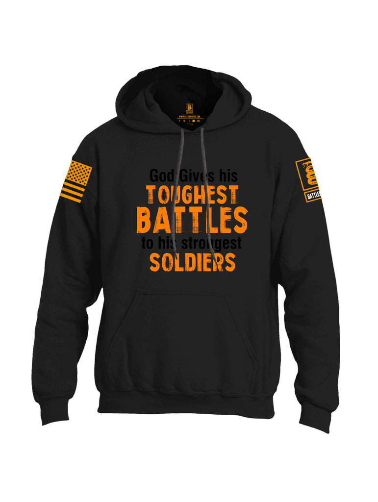Battleraddle God Gives His Toughest Battles  Orange Sleeves Uni Cotton Blended Hoodie With Pockets