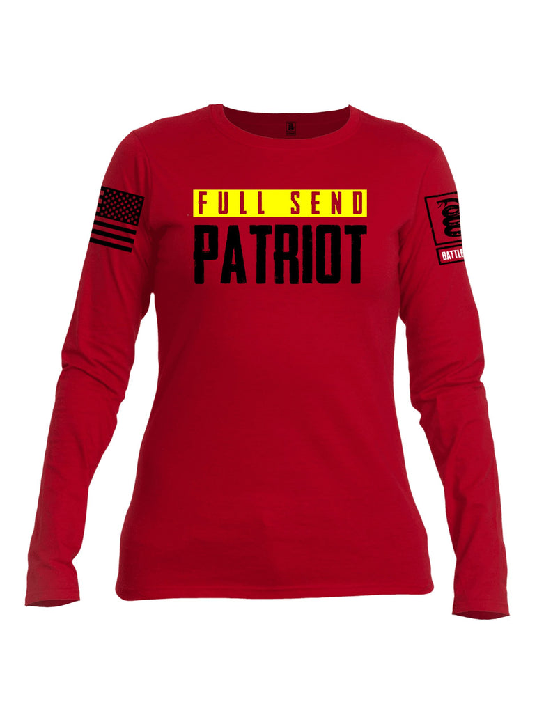 Battleraddle Full Send Patriot Black Sleeves Women Cotton Crew Neck Long Sleeve T Shirt