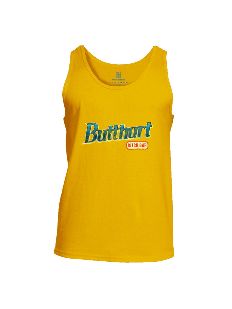 Battleraddle Butthurt Bitch Bar  Mid Blue Sleeves Men Cotton Cotton Tank Top