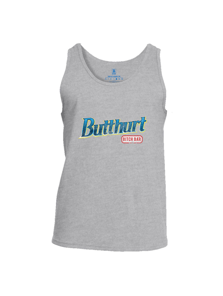 Battleraddle Butthurt Bitch Bar  Mid Blue Sleeves Men Cotton Cotton Tank Top