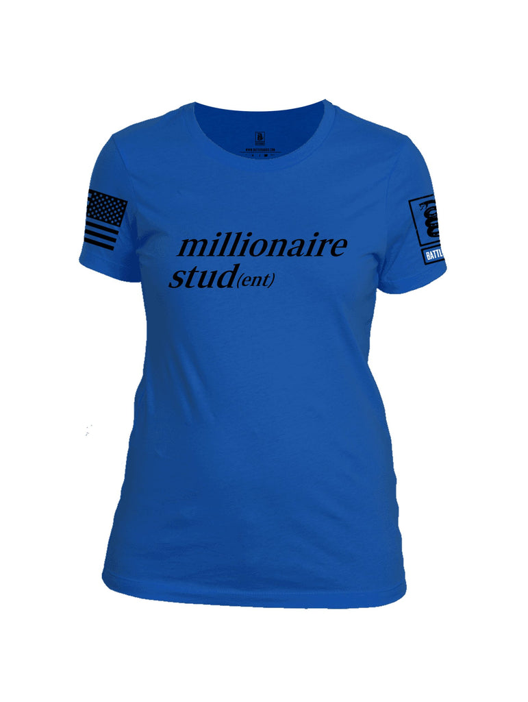 Battleraddle Millionaire Student Black Sleeves Women Cotton Crew Neck T-Shirt