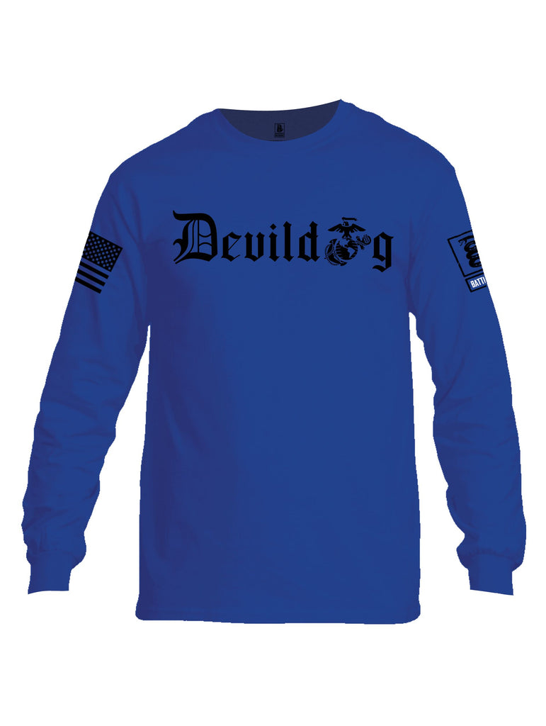 Battleraddle Devildog Marine Black Sleeves Men Cotton Crew Neck Long Sleeve T Shirt