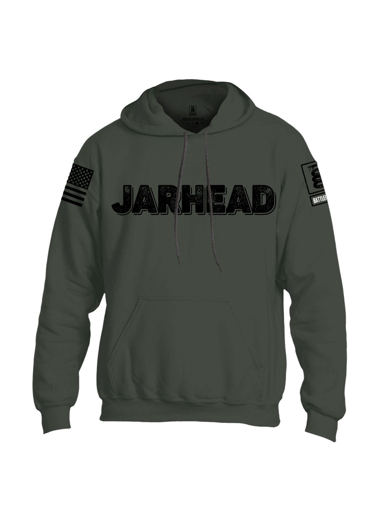 Battleraddle Jarhead Black Sleeves Uni Cotton Blended Hoodie With Pockets