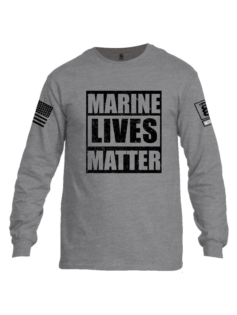 Battleraddle Marine Lives Matter Black Sleeves Men Cotton Crew Neck Long Sleeve T Shirt