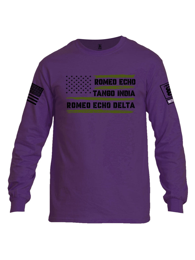 Battleraddle Romeo Echo Tango India Romeo Echo Delta Black Sleeves Men Cotton Crew Neck Long Sleeve T Shirt