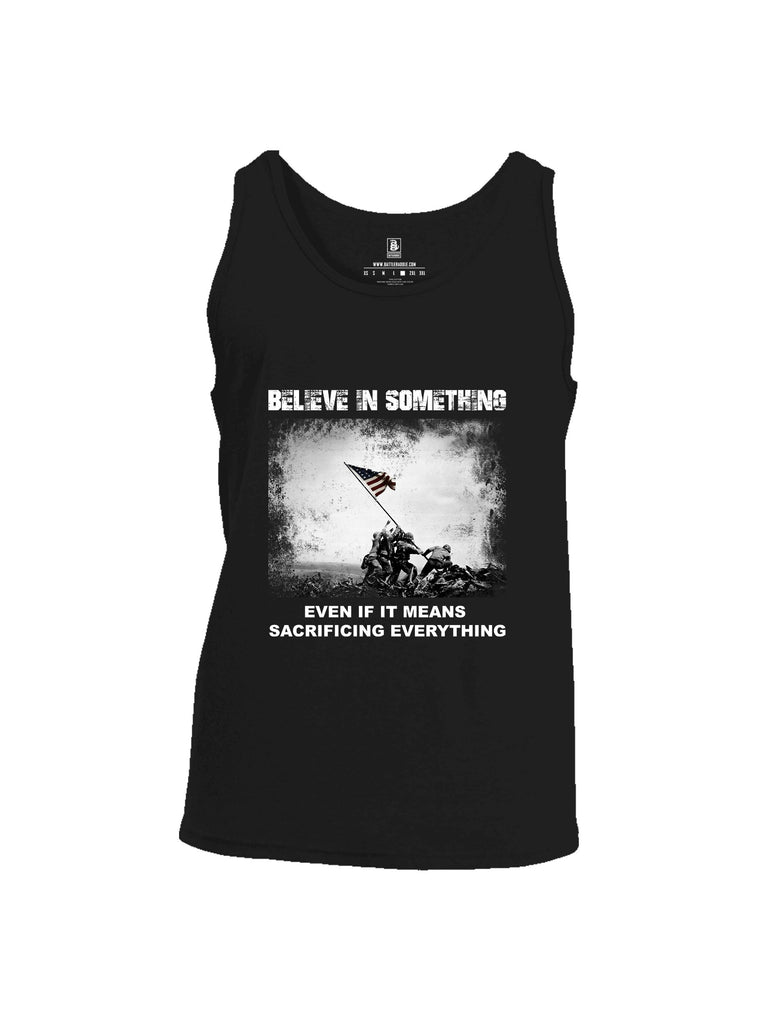 Battleraddle Believe In Something  White Sleeves Men Cotton Cotton Tank Top