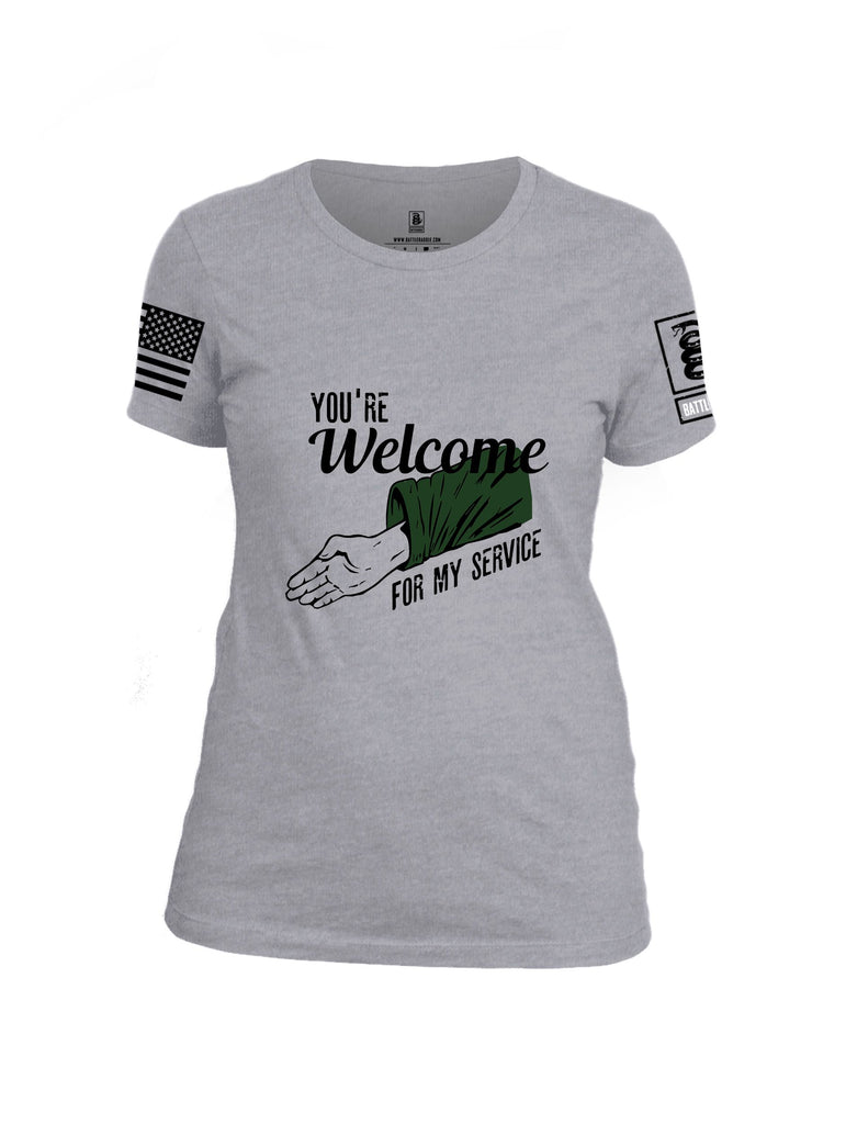 Battleraddle Youre Welcome  Black Sleeves Women Cotton Crew Neck T-Shirt