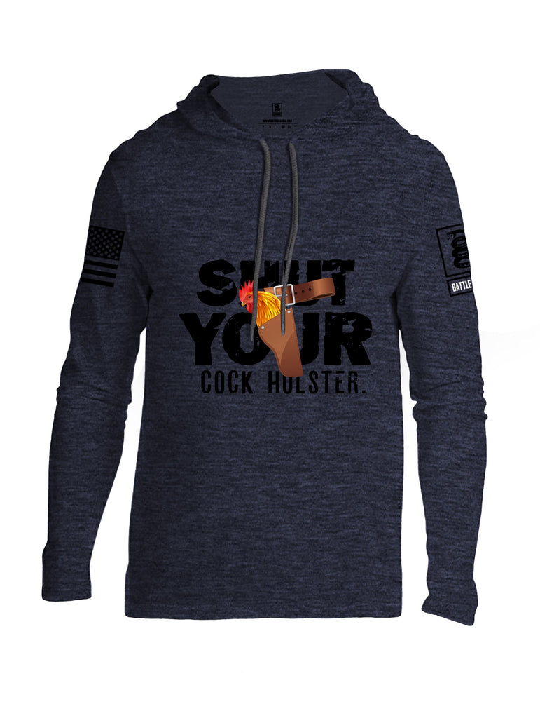 Battleraddle Shut Your Cock Holster Black Sleeves Men Cotton Thin Cotton Lightweight Hoodie