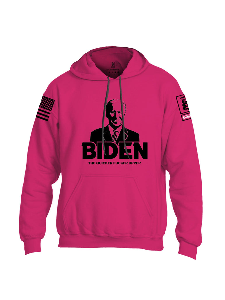 Battleraddle Biden The Quicker  Black Sleeves Uni Cotton Blended Hoodie With Pockets