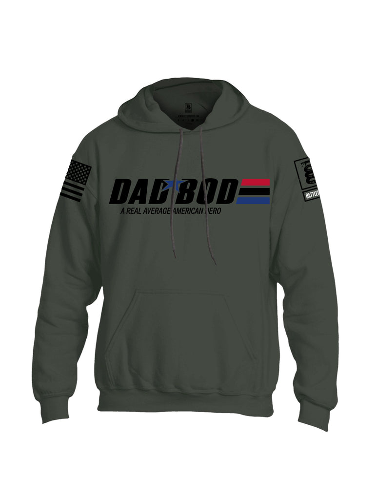 Battleraddle Dad Bod A Real Average American Hero  Black Sleeves Uni Cotton Blended Hoodie With Pockets