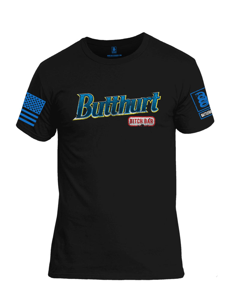 Battleraddle Butthurt Bitch Bar  Mid Blue Sleeves Men Cotton Crew Neck T-Shirt