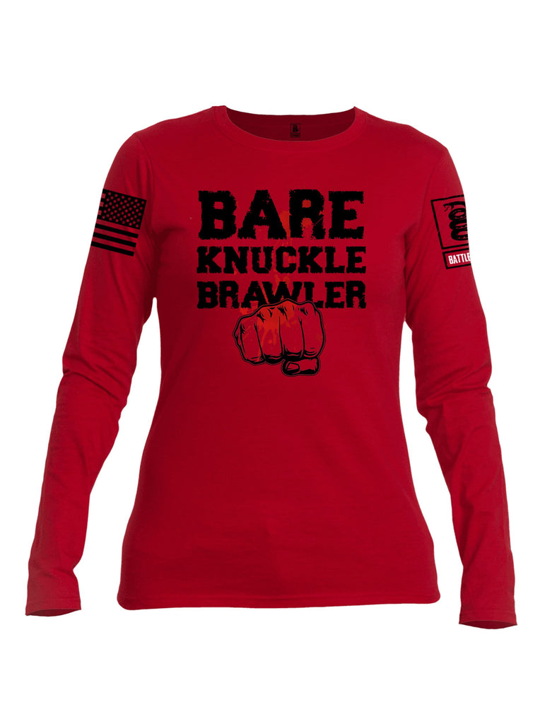 Battleraddle Bare Knuckle Brawler  Black Sleeves Women Cotton Crew Neck Long Sleeve T Shirt