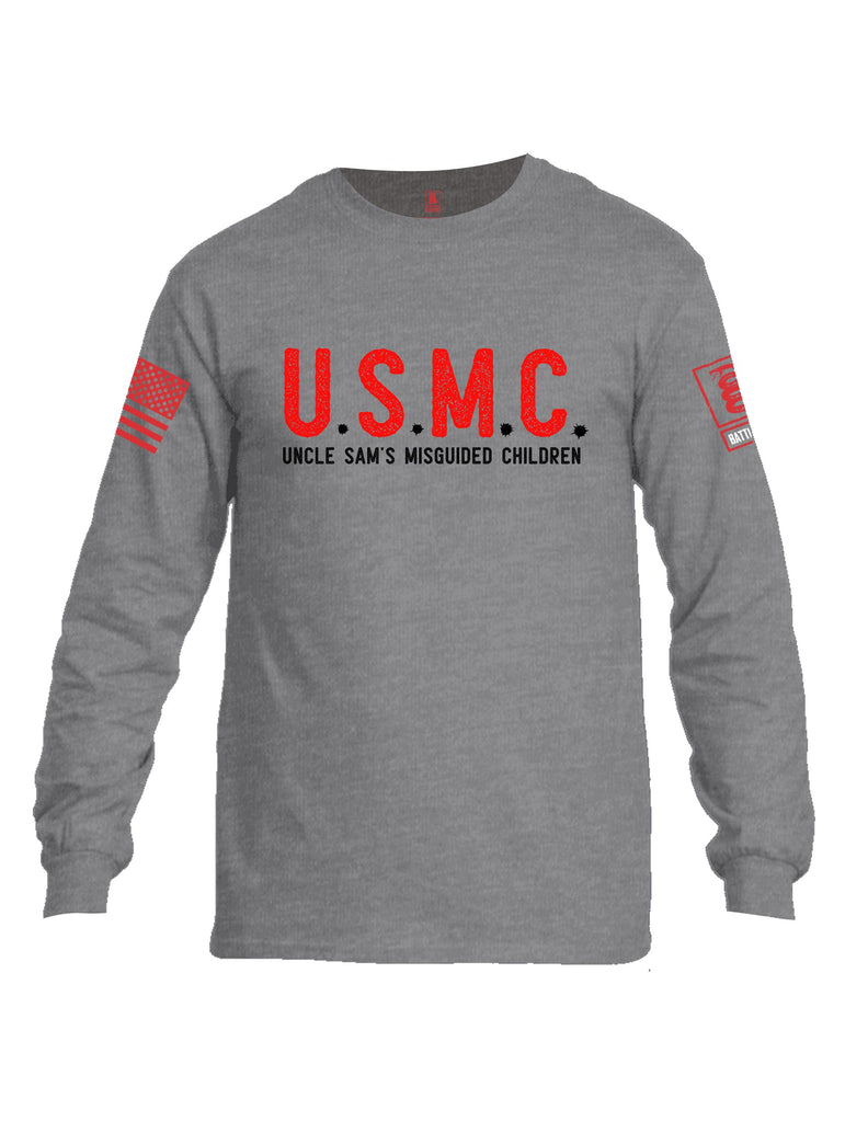 Battleraddle U.S.M.C Uncle Sams Misguided Children Red Sleeves Men Cotton Crew Neck Long Sleeve T Shirt