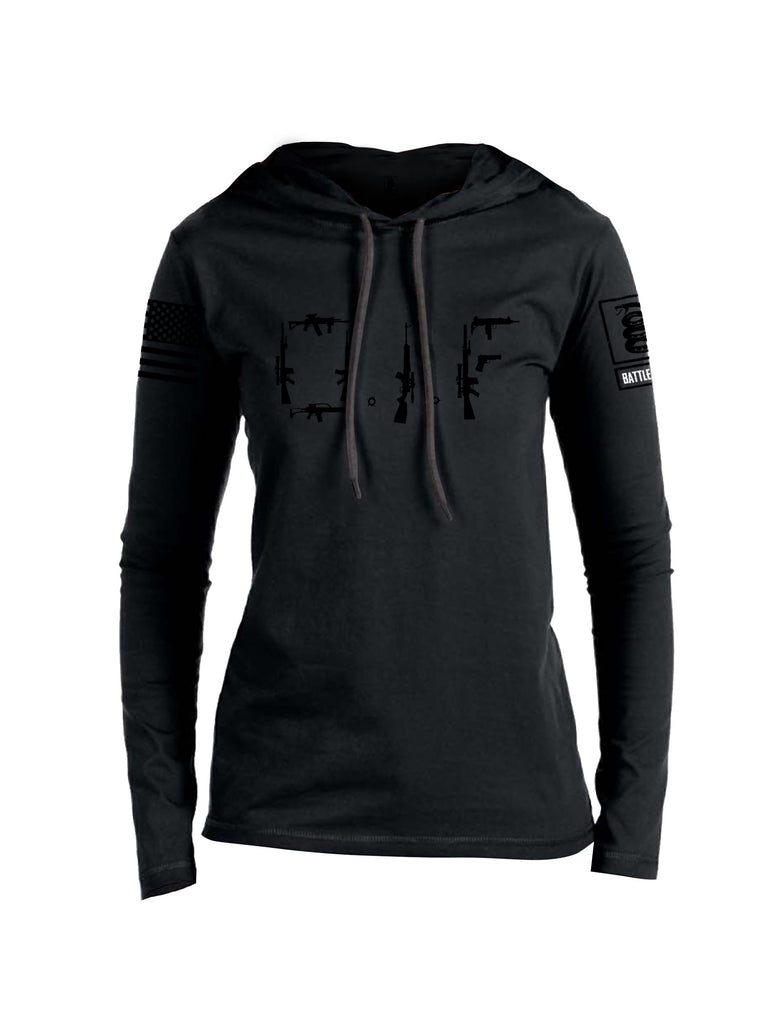 Battleraddle Oif Rifle Black Sleeves Women Cotton Thin Cotton Lightweight Hoodie