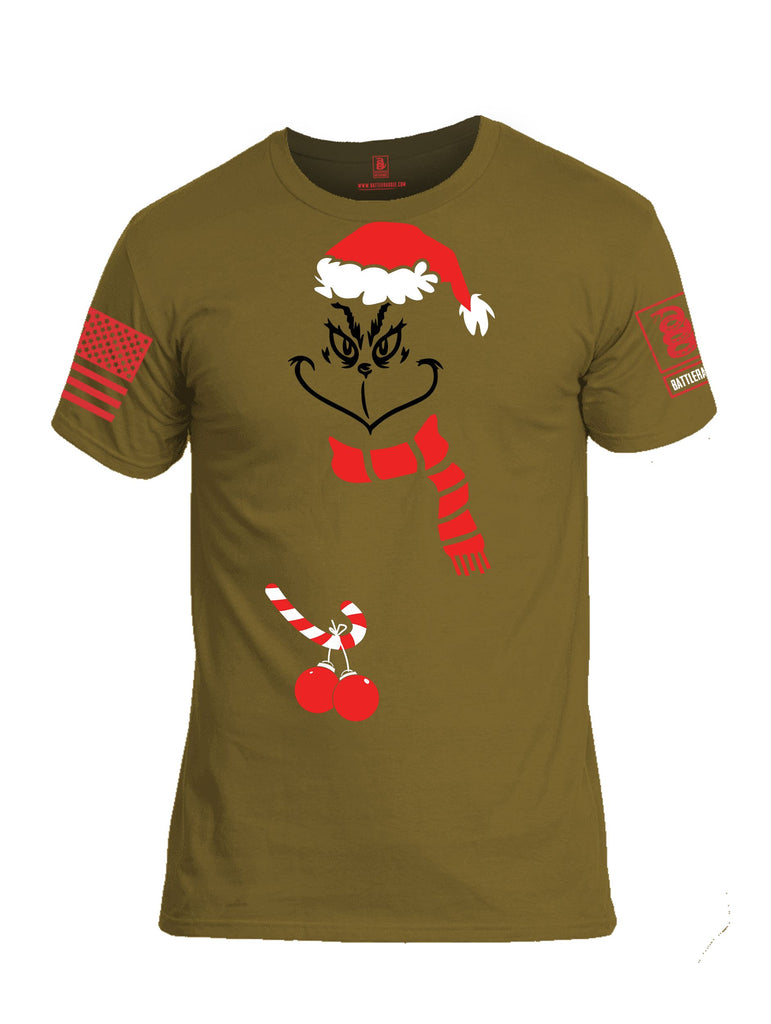 Battleraddle Grinch Christmas Balls Red Sleeves Men Cotton Crew Neck T-Shirt