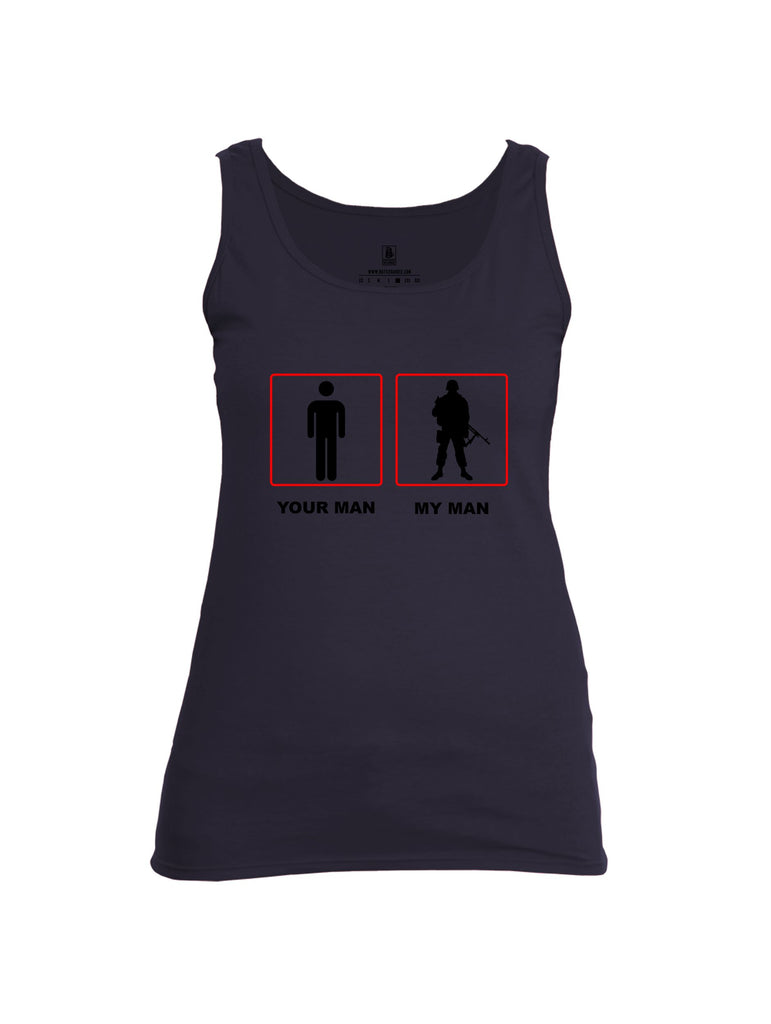 Battleraddle Your Man My Man Black Sleeves Women Cotton Cotton Tank Top